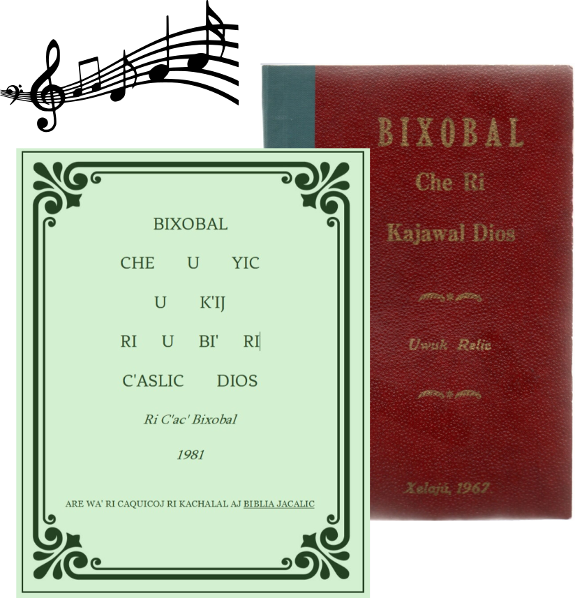 Graphico con himnarios en K'iché